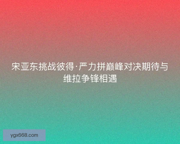 宋亚东挑战彼得·严力拼巅峰对决期待与维拉争锋相遇